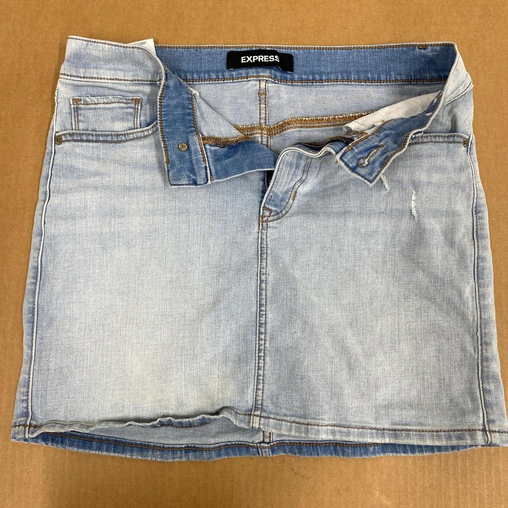 Express Womens Light Wash High Rise Denim Mini Skirt Blue Size 8